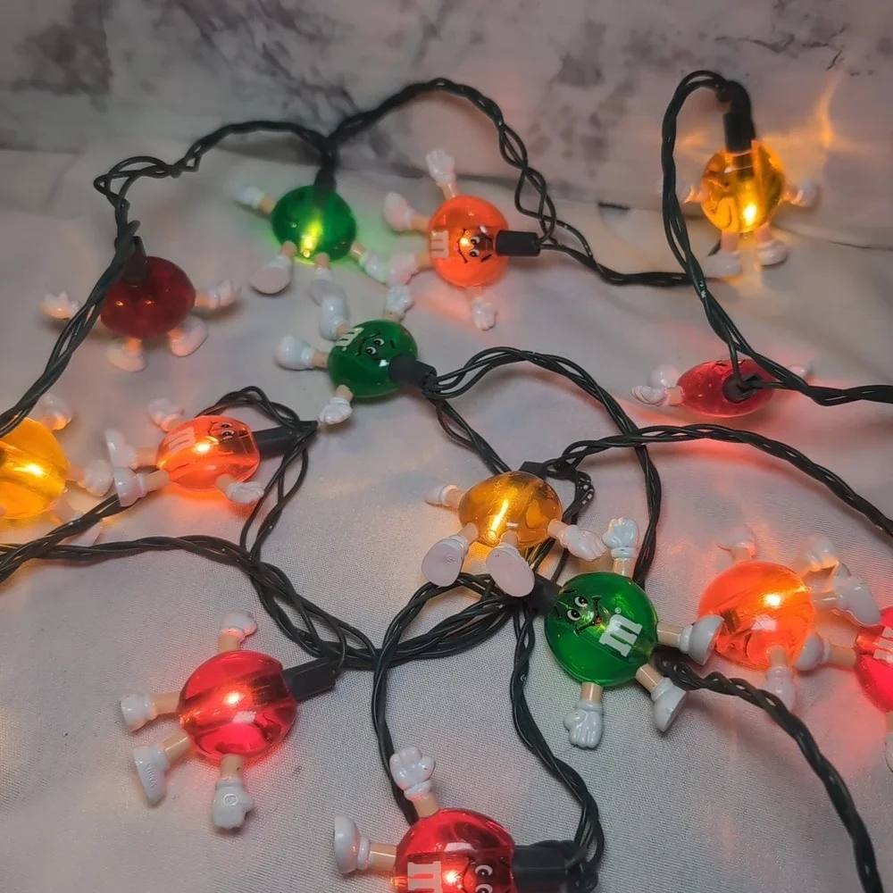 20x Vtg M & M Candy Figure Christmas String Light Covers Orange Red Green Yellow